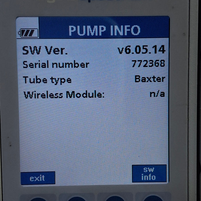 Baxter Sigma Spectrum 6.05.14 without Battery Infusion Pump