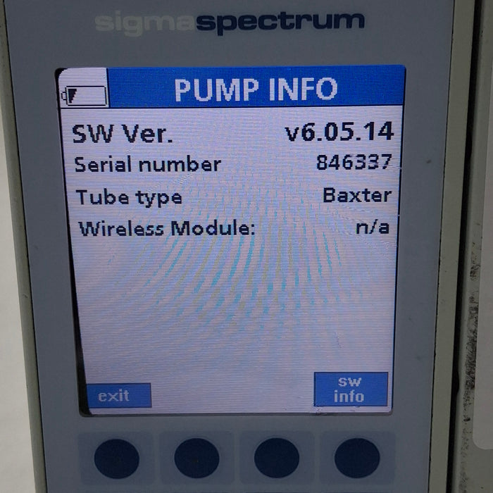 Baxter Sigma Spectrum 6.05.14 without Battery Infusion Pump