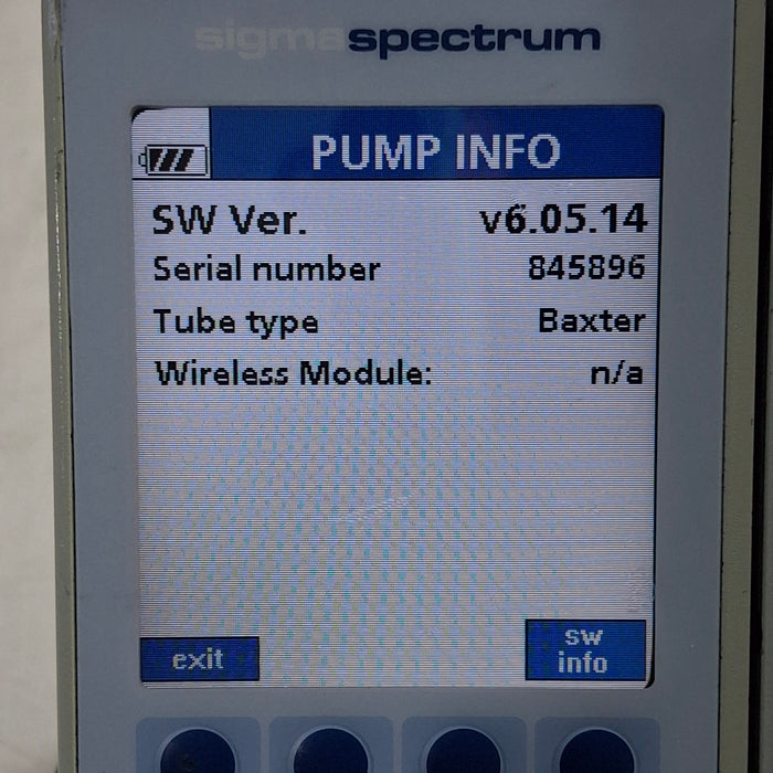 Baxter Sigma Spectrum 6.05.14 without Battery Infusion Pump