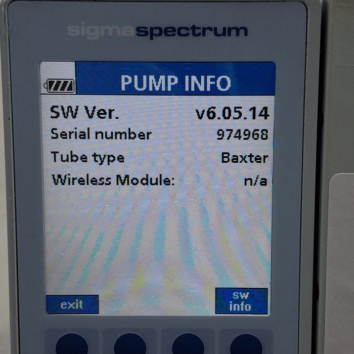 Baxter Sigma Spectrum 6.05.14 without Battery Infusion Pump