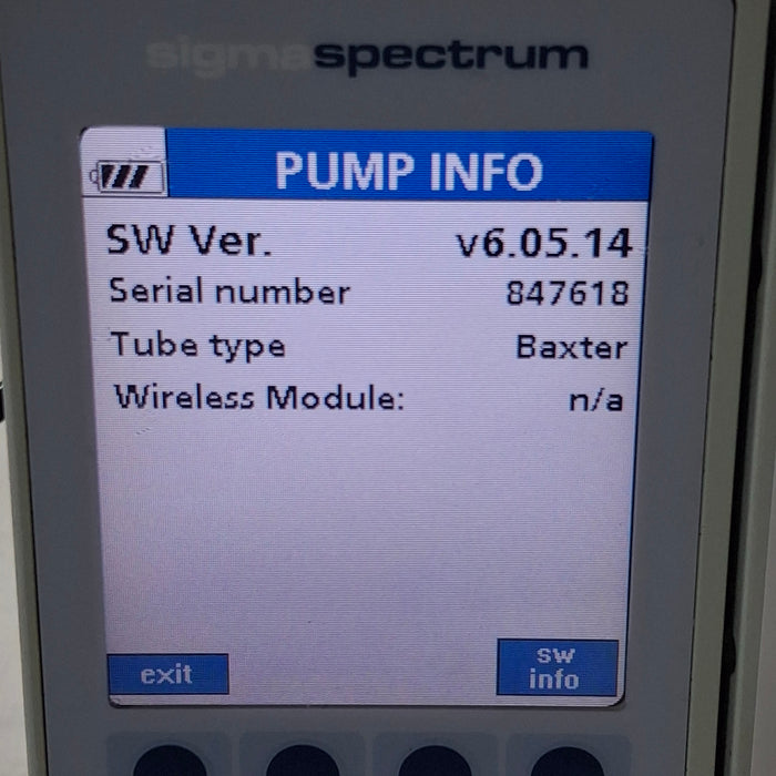 Baxter Sigma Spectrum 6.05.14 without Battery Infusion Pump