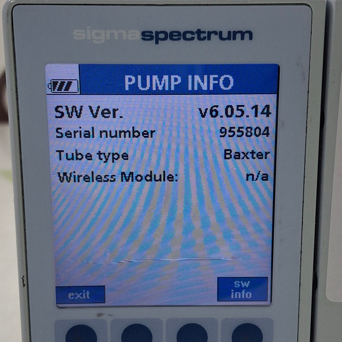 Baxter Sigma Spectrum 6.05.14 without Battery Infusion Pump