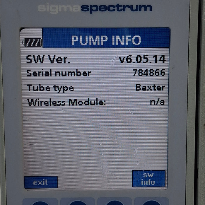 Baxter Sigma Spectrum 6.05.14 without Battery Infusion Pump