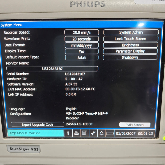 Philips Suresigns VS3 Vital Signs Monitor