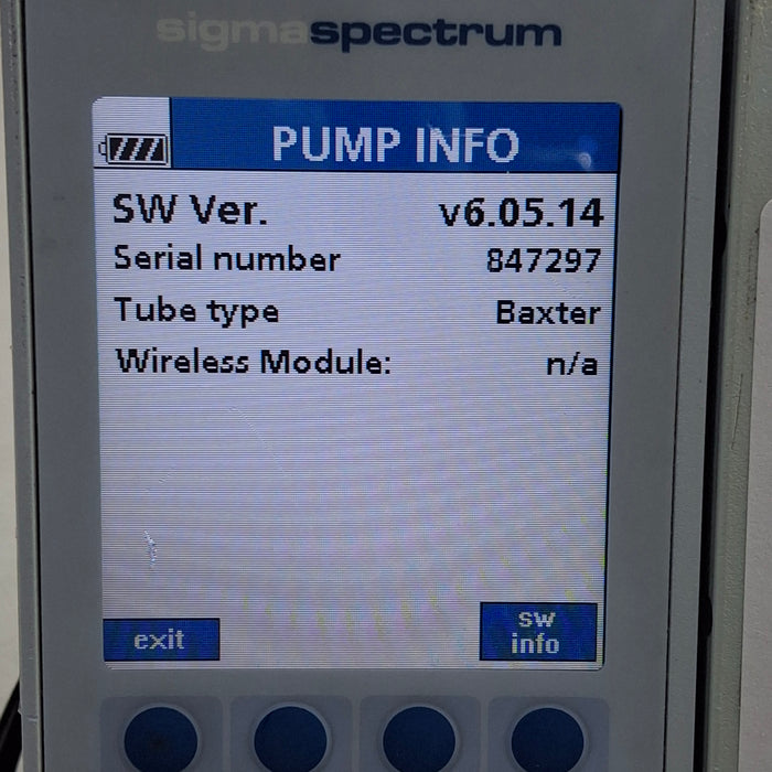 Baxter Sigma Spectrum 6.05.14 without Battery Infusion Pump