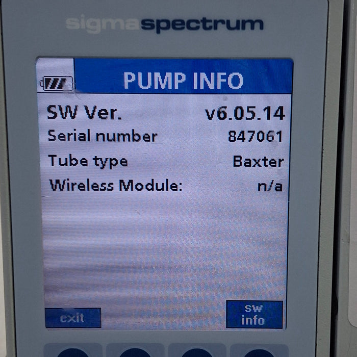 Baxter Sigma Spectrum 6.05.14 without Battery Infusion Pump