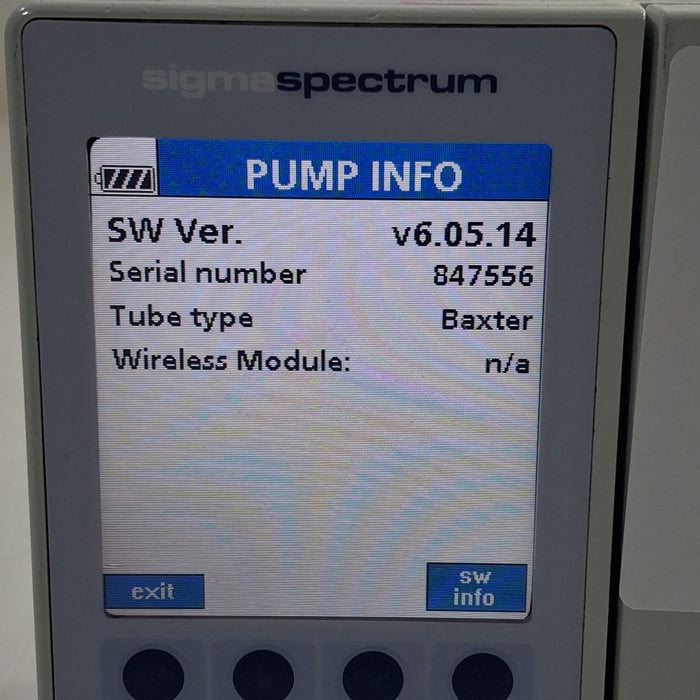 Baxter Sigma Spectrum 6.05.14 without Battery Infusion Pump