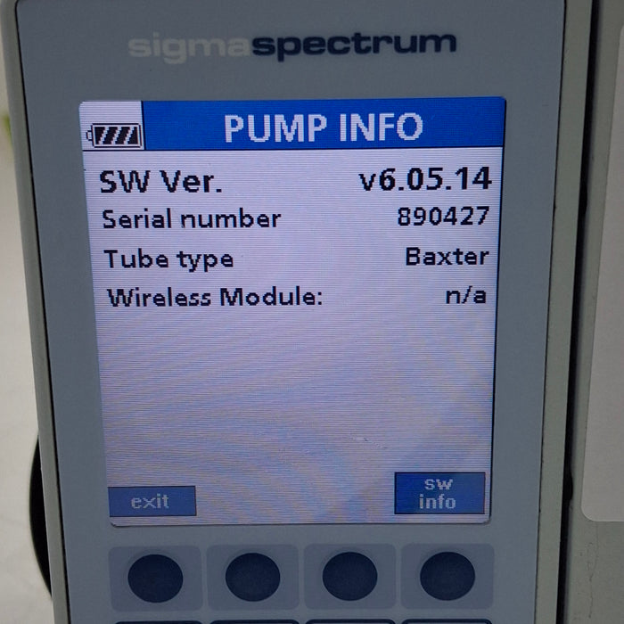 Baxter Sigma Spectrum 6.05.14 without Battery Infusion Pump