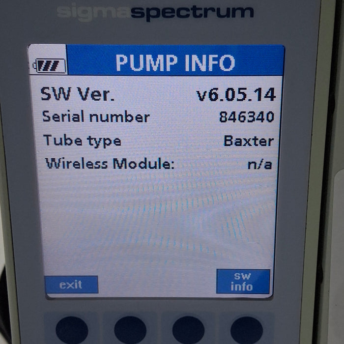 Baxter Sigma Spectrum 6.05.14 without Battery Infusion Pump