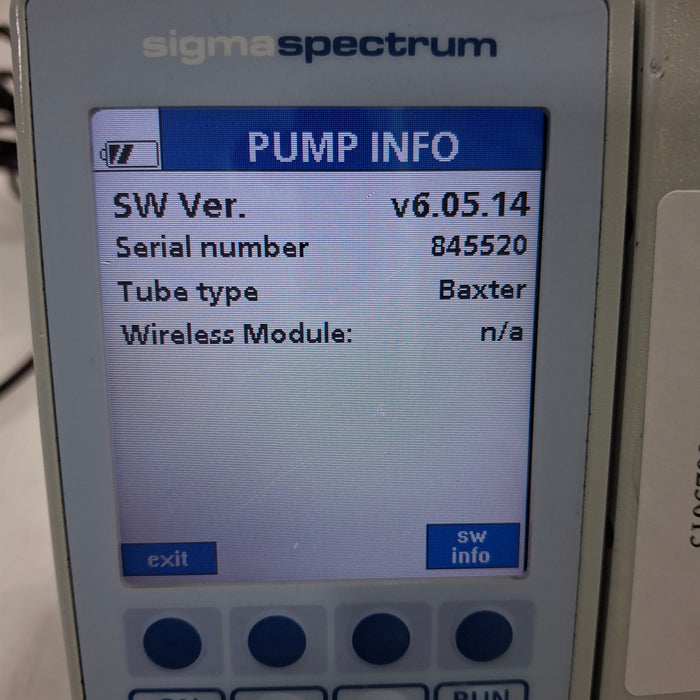 Baxter Sigma Spectrum 6.05.14 without Battery Infusion Pump