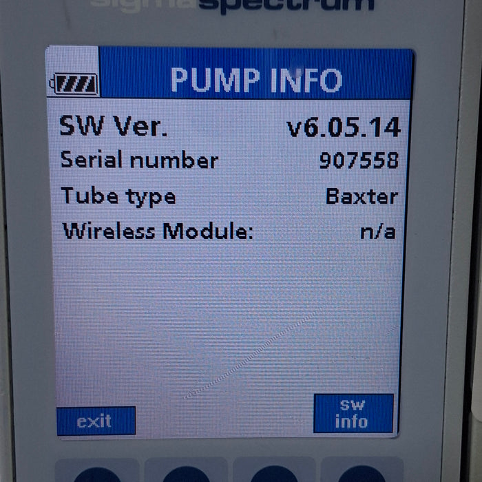 Baxter Sigma Spectrum 6.05.14 without Battery Infusion Pump