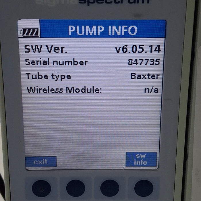 Baxter Sigma Spectrum 6.05.14 without Battery Infusion Pump