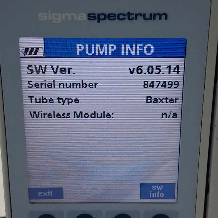 Baxter Sigma Spectrum 6.05.14 without Battery Infusion Pump