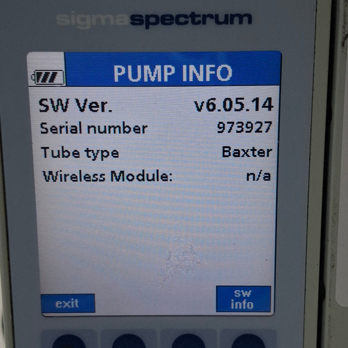 Baxter Sigma Spectrum 6.05.14 without Battery Infusion Pump