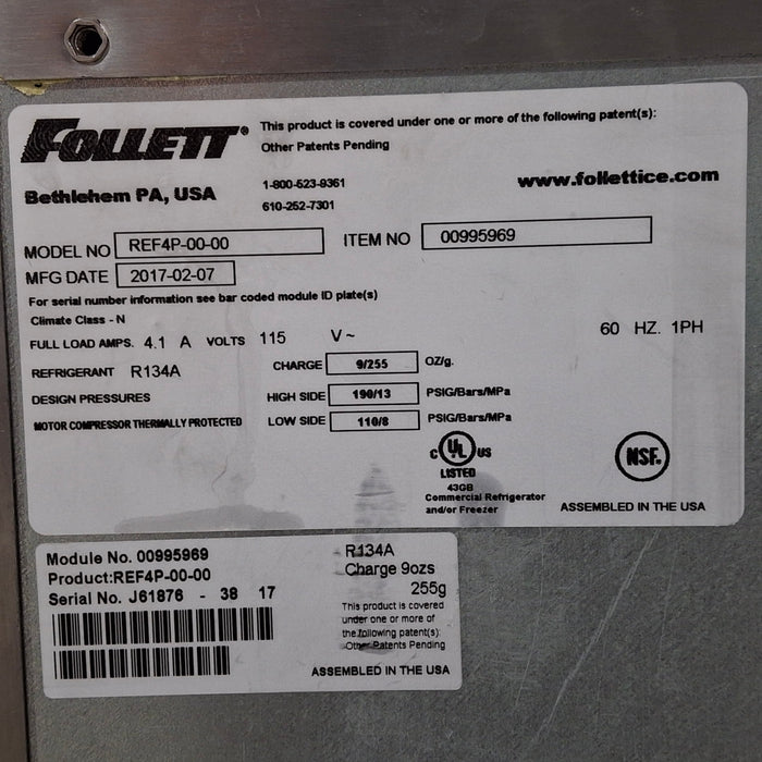 Follett Corp REF4P Undercounter Refrigerator