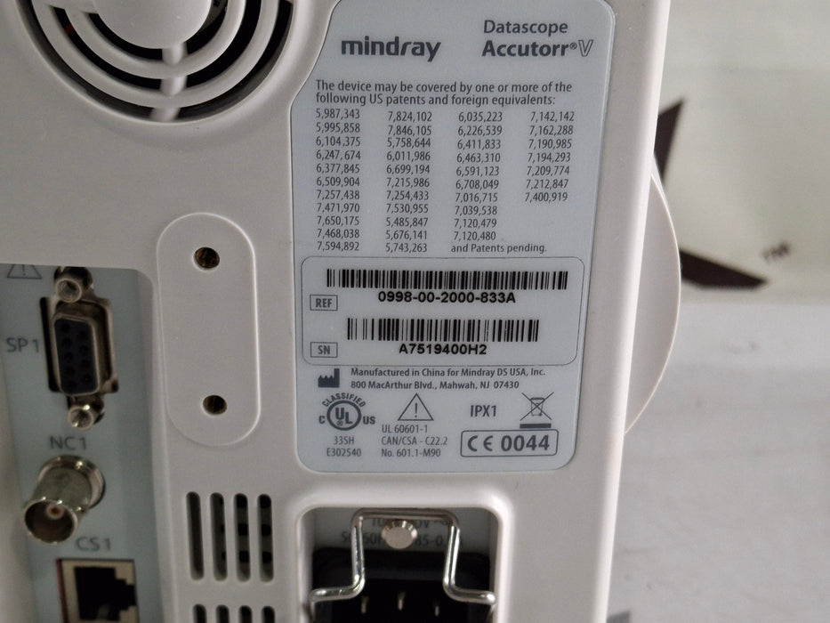 Mindray Datascope Accutorr V Vital Signs Monitor