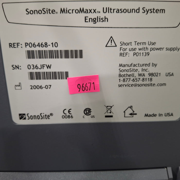 Sonosite Micromaxx Portable Ultrasound