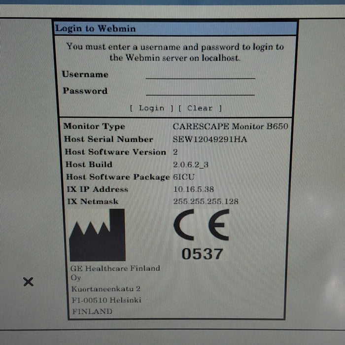 GE Healthcare Carescape B650 Patient Monitor