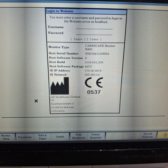 GE Healthcare Carescape B450 Patient Monitor