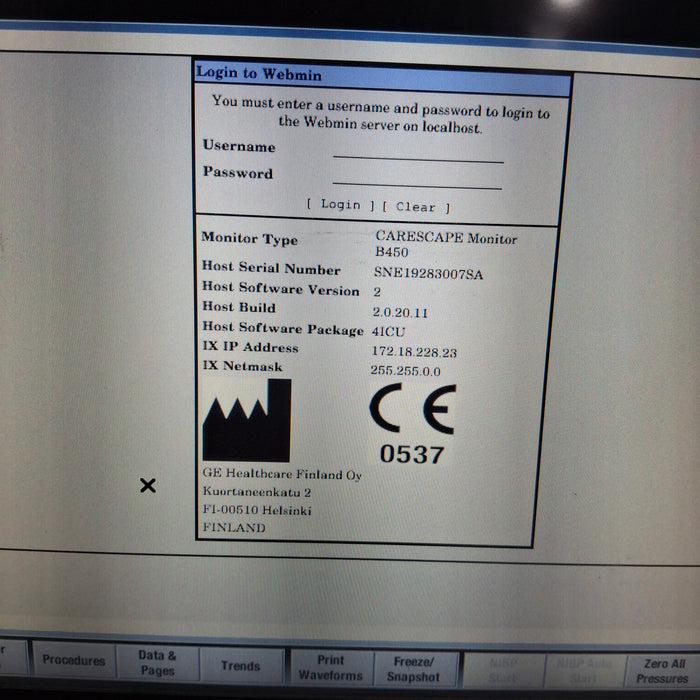 GE Healthcare Carescape B450 Patient Monitor