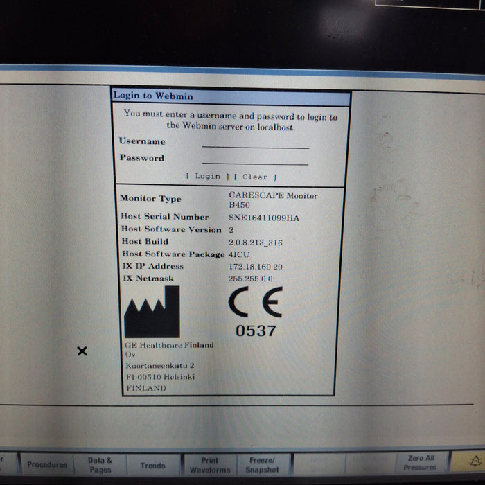 GE Healthcare Carescape B450 Patient Monitor