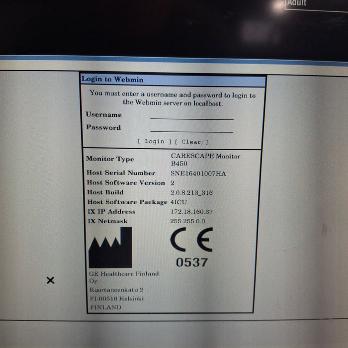 GE Healthcare Carescape B450 Patient Monitor