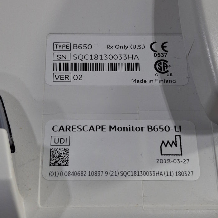 GE Healthcare Carescape B650 Patient Monitor