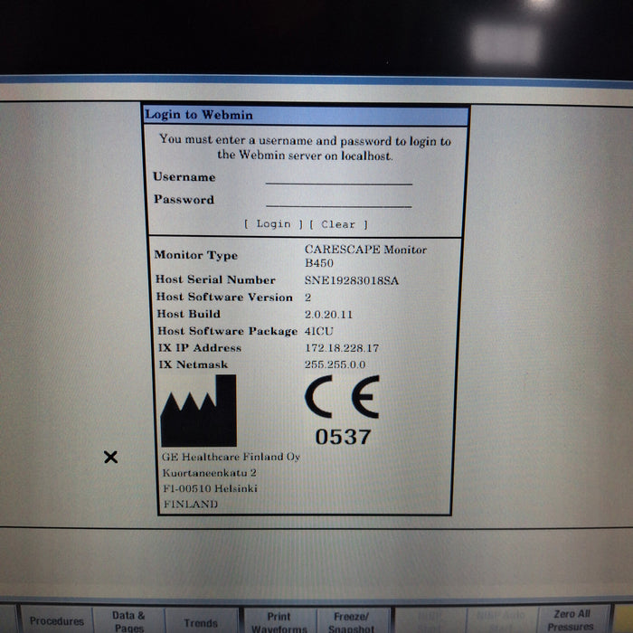 GE Healthcare Carescape B450 Patient Monitor