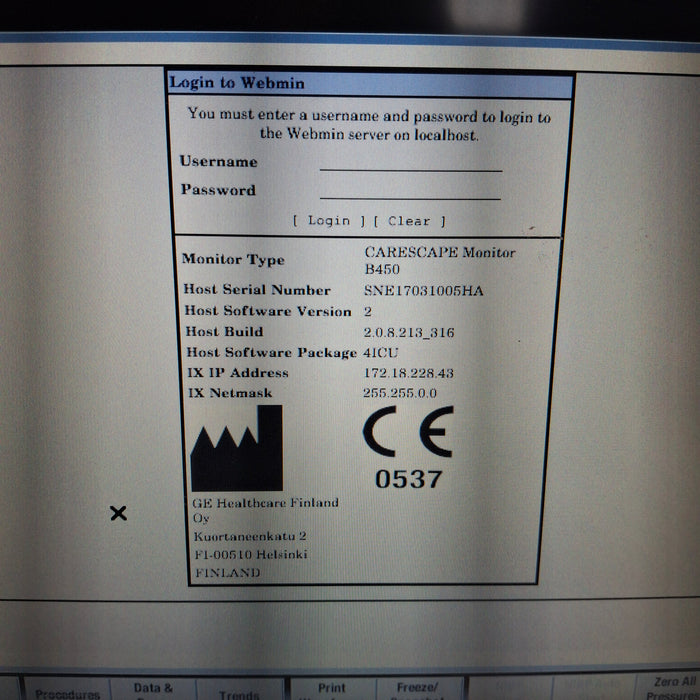 GE Healthcare Carescape B450 Patient Monitor