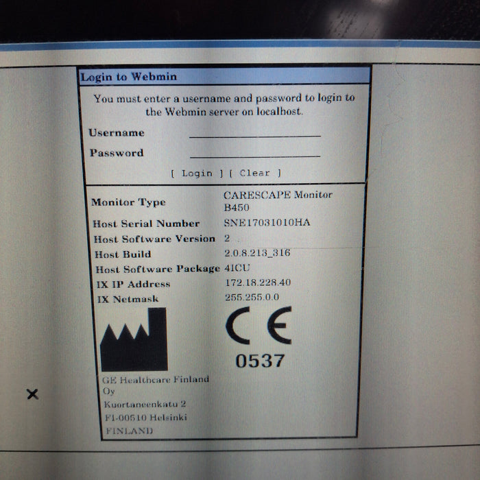 GE Healthcare Carescape B450 Patient Monitor