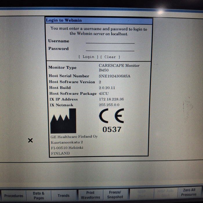 GE Healthcare Carescape B450 Patient Monitor