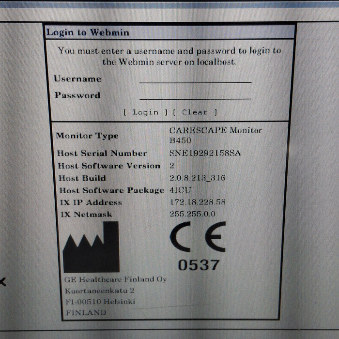 GE Healthcare Carescape B450 Patient Monitor