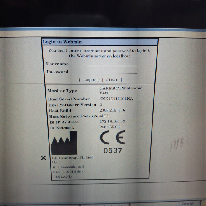 GE Healthcare Carescape B450 Patient Monitor