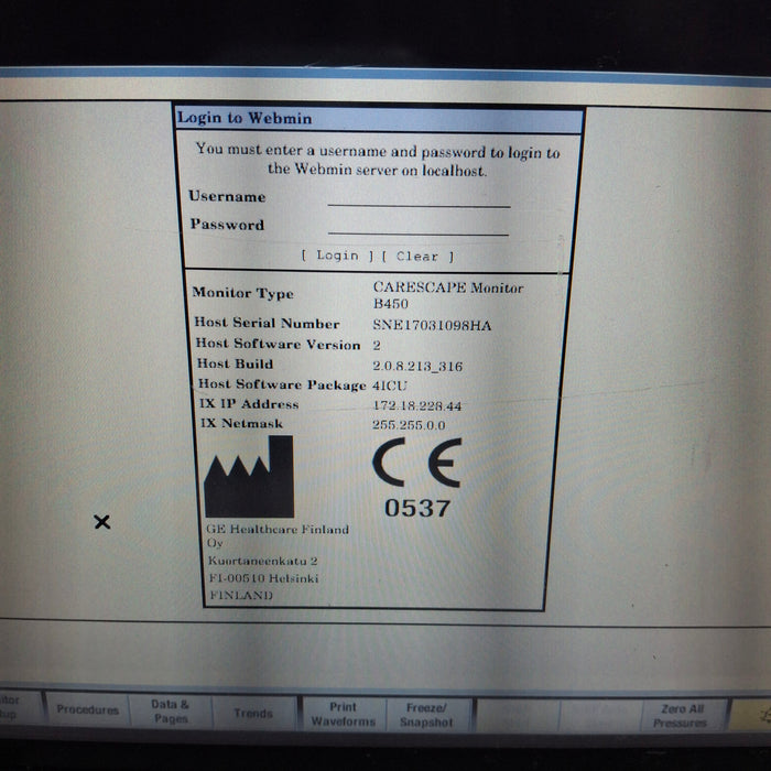 GE Healthcare Carescape B450 Patient Monitor