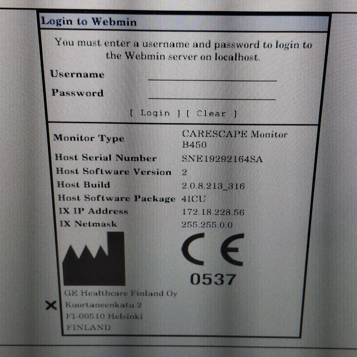 GE Healthcare Carescape B450 Patient Monitor