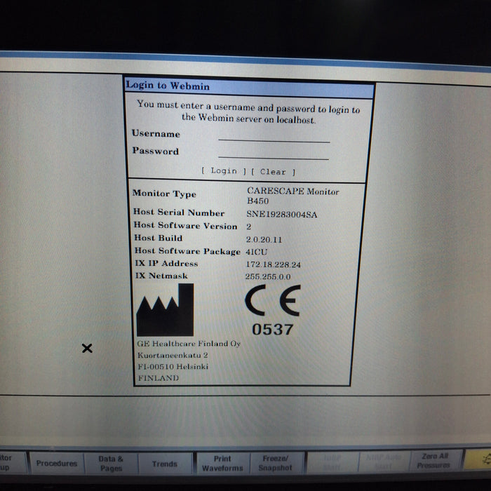 GE Healthcare Carescape B450 Patient Monitor
