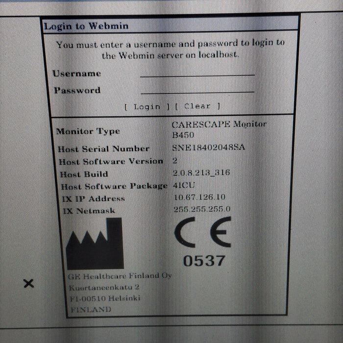GE Healthcare Carescape B450 Patient Monitor
