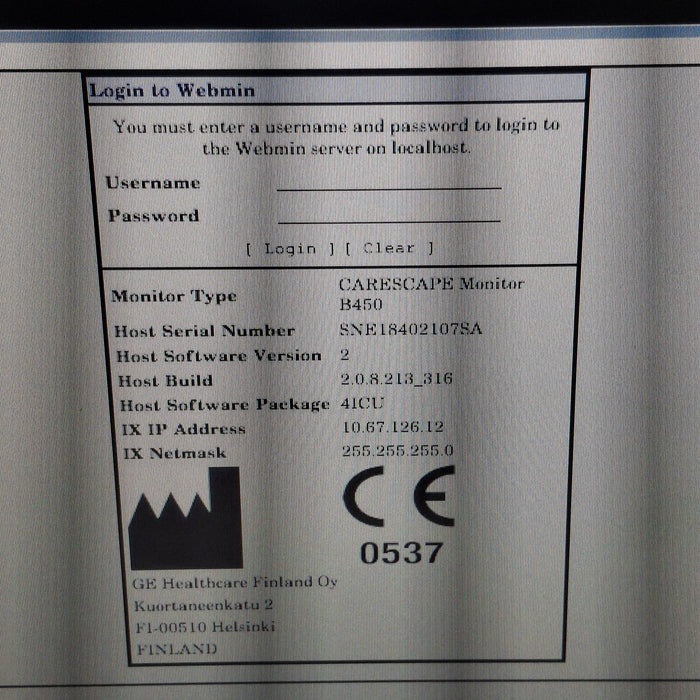 GE Healthcare Carescape B450 Patient Monitor