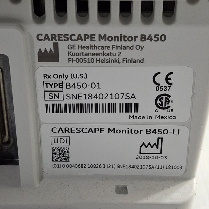 GE Healthcare Carescape B450 Patient Monitor