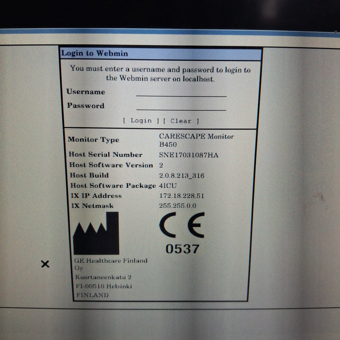 GE Healthcare Carescape B450 Patient Monitor