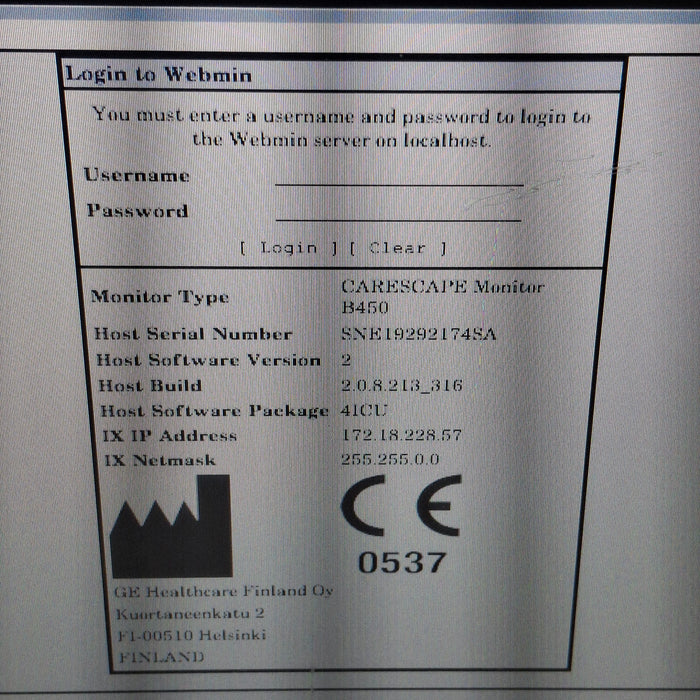 GE Healthcare Carescape B450 Patient Monitor