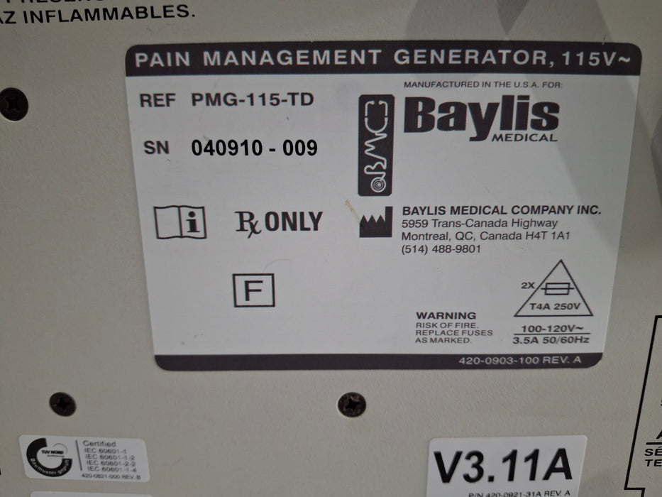 Baylis Baylis PMG-115-TD Pain Management Generator Surgical Equipment reLink Medical