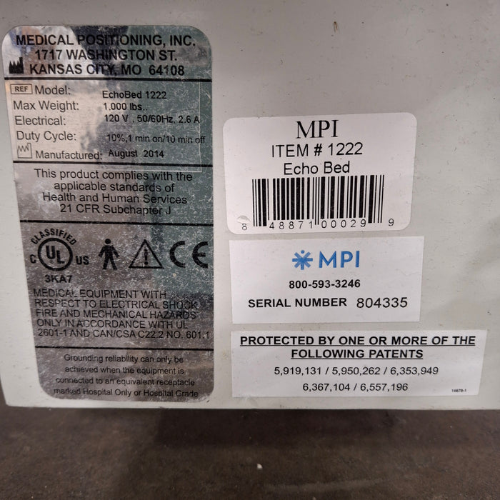 Medical Positioning, Inc. Medical Positioning, Inc. 1222 Ultrasound Echo Table Ultrasound reLink Medical