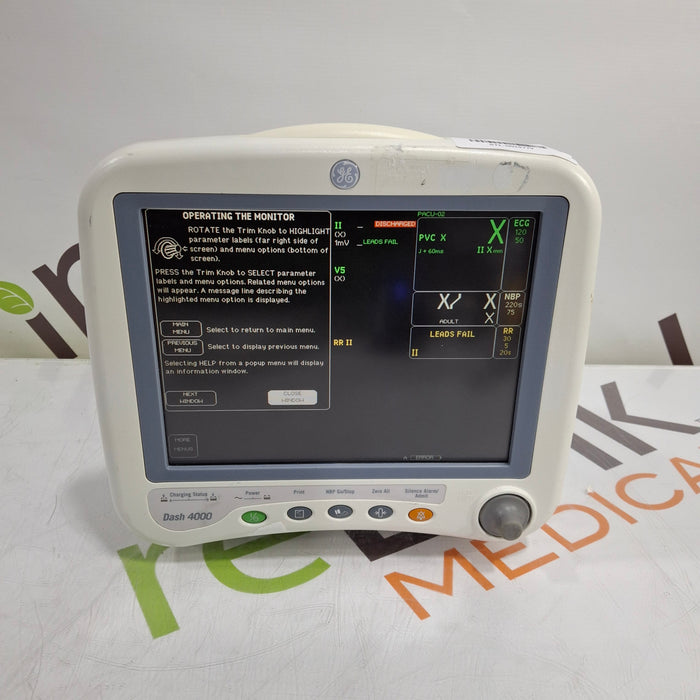 GE Healthcare Dash 4000 - Masimo SpO2 Patient Monitor