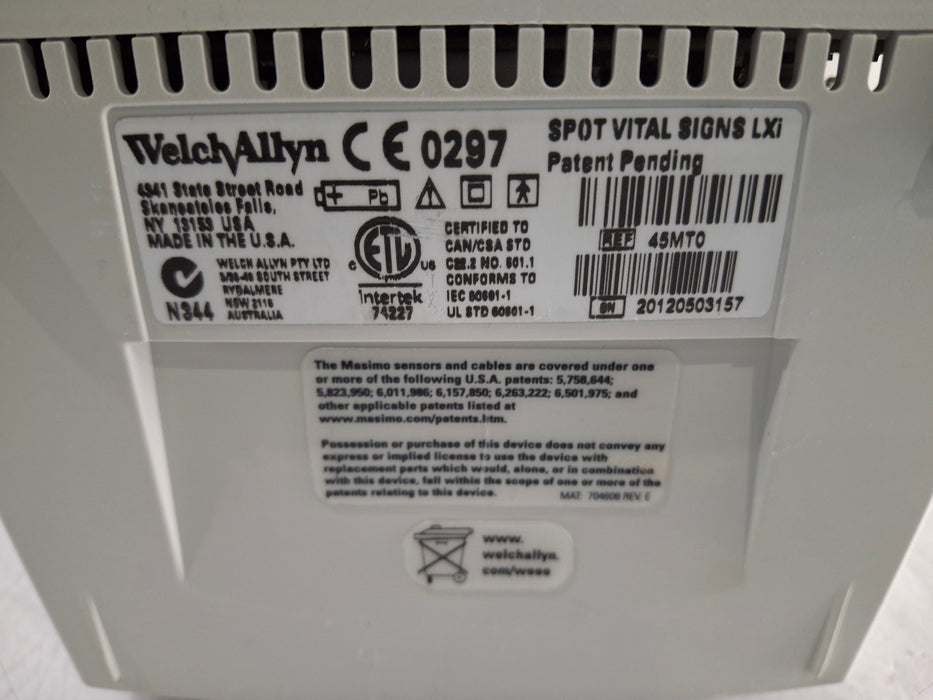 Welch Allyn Spot LXi - NIBP, SureTemp Plus, Masimo SpO2 Vital Signs Monitor