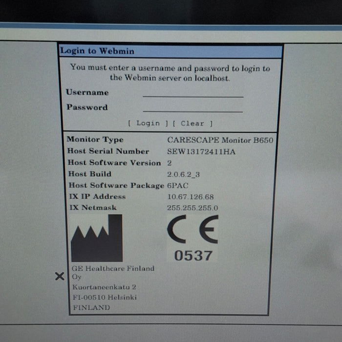 GE Healthcare Carescape B650 Patient Monitor