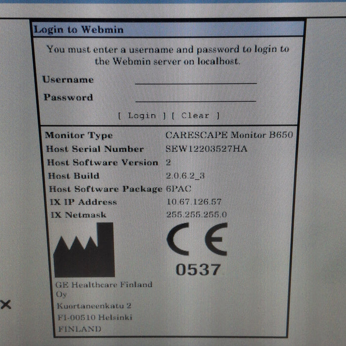 GE Healthcare Carescape B650 Patient Monitor