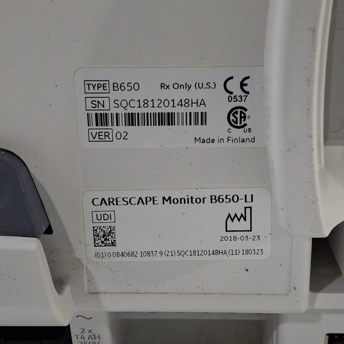 GE Healthcare GE Healthcare Carescape B650 Critical Care Patient Monitor Patient Monitors reLink Medical