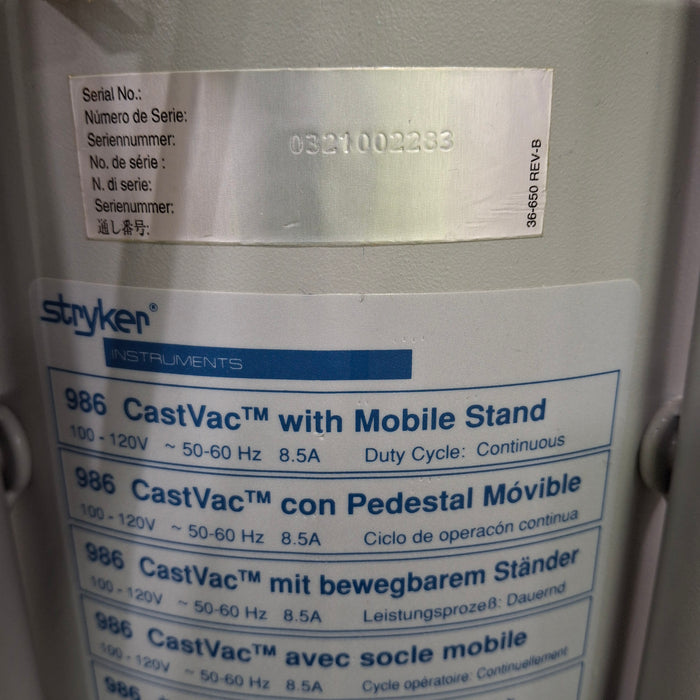 Stryker Castvac 986 Cast Removal Vacuum