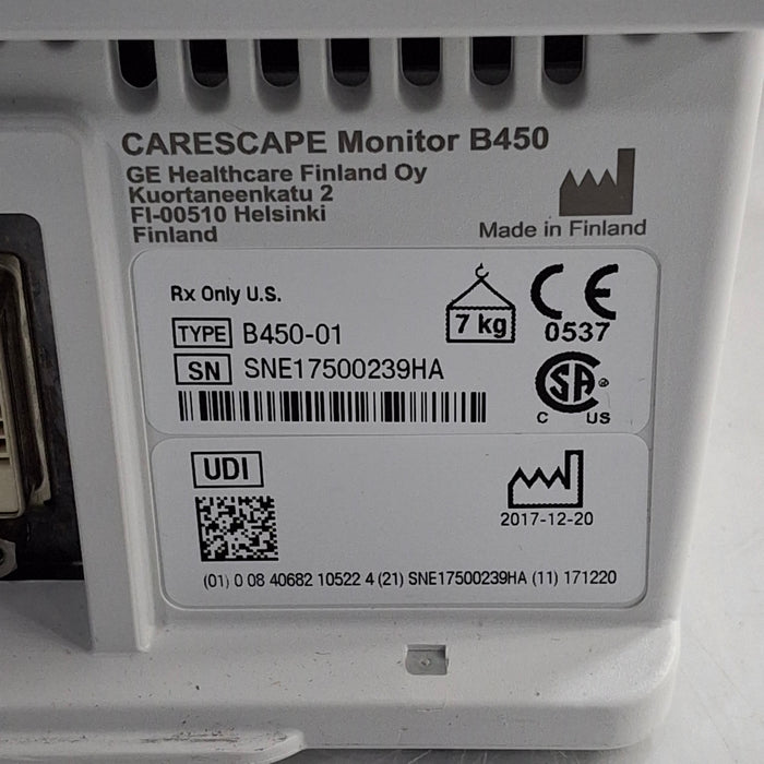 GE Healthcare GE Healthcare Carescape B450 Post Anesthesia Care Patient Monitor Patient Monitors reLink Medical